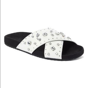 Rebecca Minkoff White Theo Jewels Leather Sandal